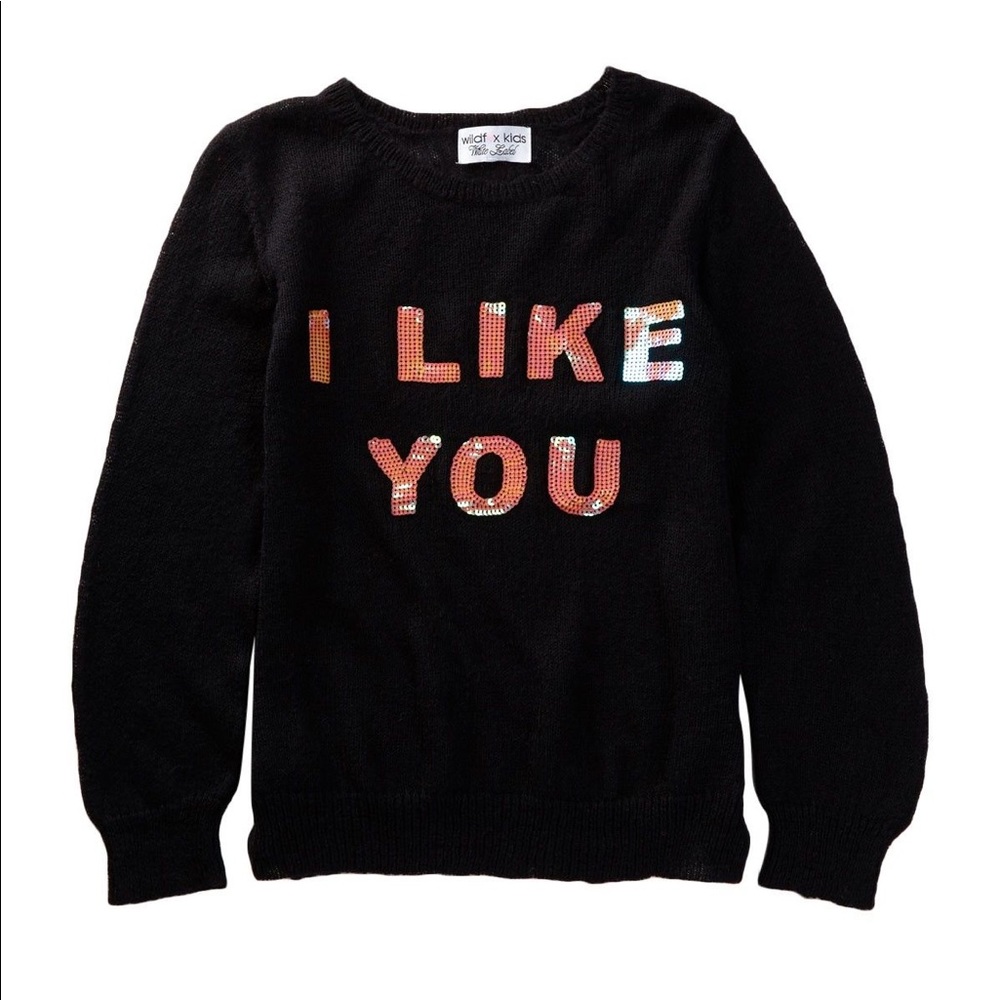 Wild fox kids white label “I LIKE YOU” Sweater